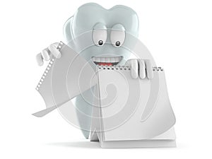 Tooth character with blank calendar