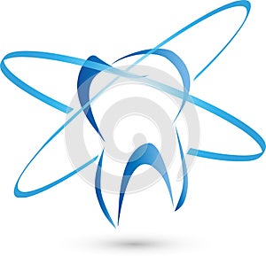 Tooth and circles, tooth and dentist logo