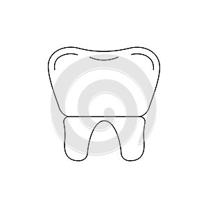 Tooth and crown dental line art icon isolated on white background
