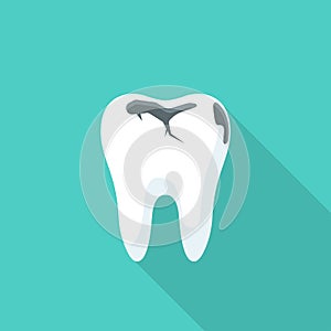 Tooth decay. Bad tooth. Dental care background. Unhealthy teeth. Vector illustration flat design.