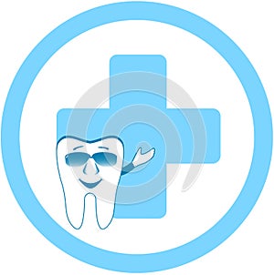 Tooth with dental clinic sign