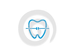 Tooth with dental wire for orthodontic for logo design photo