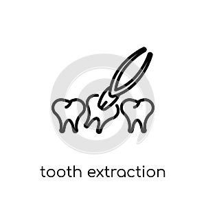 Tooth extraction icon. Trendy modern flat linear vector Tooth ex