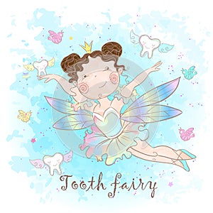 Tooth fairy is a fabulous creature. Nice style. Teeth. Dentistry. Vector