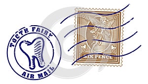 Tooth Fairy Letter Postage Postal Post Stamps