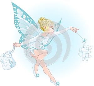 Tooth fairy with magic wand photo