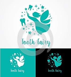 Tooth Fairy with magic wand - make a wish icon and symbol