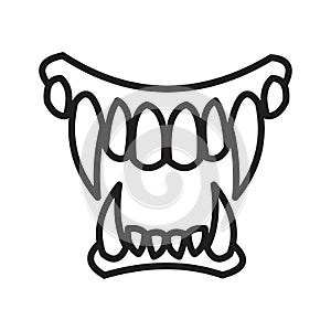 Tooth fangs, Vampire teeth icon  illustration for graphic and web design