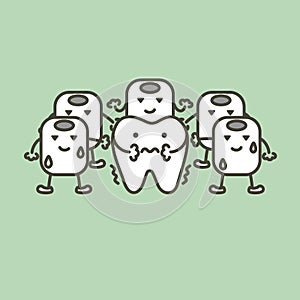 Tooth feeling cold from ice, sensitive teeth concept - dental cartoon vector flat style