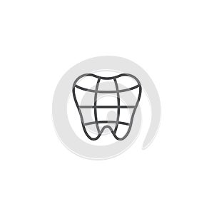 Tooth and globe vector icon sign and symbol isolated on white background