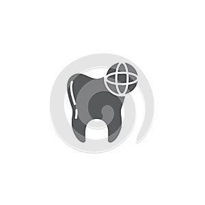 Tooth and globe vector icon sign and symbol isolated on white background