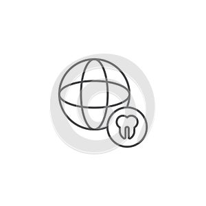 Tooth and globe vector icon sign and symbol isolated on white background