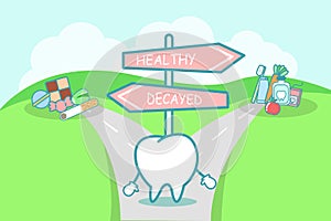 Tooth between health and unhealth photo