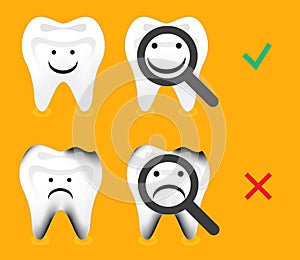 Tooth healthy and decay, tooth decay, tooth vector