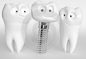 Tooth human cartoon implant - 3D Rendering