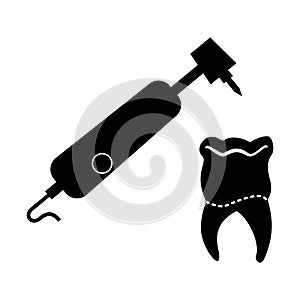 tooth human with dentist drill vector illustration