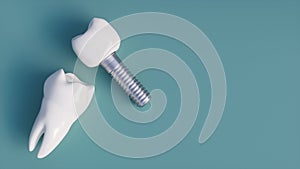 Tooth human implant - 3D Rendering