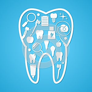 Tooth hygiene and threatment symbols. photo