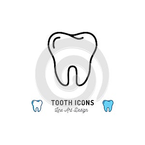 Tooth icon, Teeth sign. Dental care logo, Dental clinic line icon. Vector illustration
