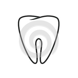 Tooth icon vector or dental logo symbol line outline art illustration isolated on white