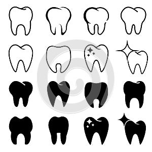 Tooth icon vector set. Dentist illustration sign collection. Teeth symbol or logo.