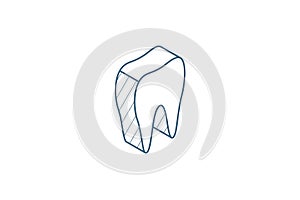 tooth isometric icon. 3d line art technical drawing. Editable stroke vector