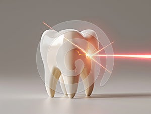 A tooth with laser beams on it