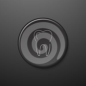 Tooth Line Icon. Black Push-Button