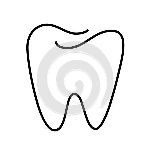 Tooth logo icon for dentist or stomatology dental care design template. Vector isolated black line contour symbol for