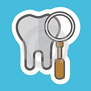 tooth and magnifying mouth mirror. Vector illustration decorative design