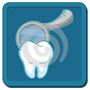 tooth with magnifying mouth mirror. Vector illustration decorative design