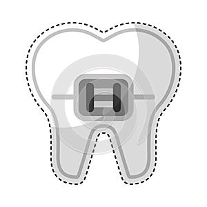 Tooth with Orthodontic bracket isolated icon