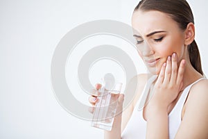 Tooth Pain. Dental care and toothache. Woman Feeling Tooth Pain.
