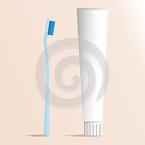 Tooth paste mock up and brush