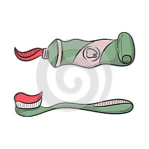 Tooth Paste and tooth brush vector illustration