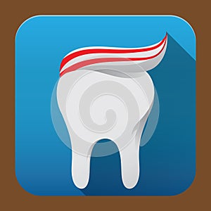 tooth paste on tooth. Vector illustration decorative design