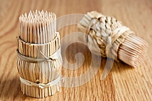 Tooth-picks on wooden table