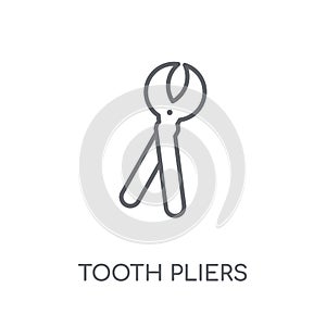 Tooth pliers linear icon. Modern outline Tooth pliers logo conce