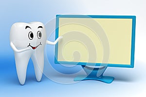 Tooth pointing to monitor