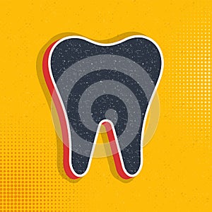 Tooth pop art, retro icon. Vector illustration of pop art style