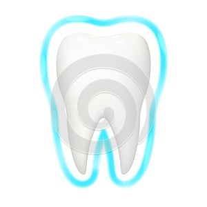 Tooth protection aura glow realistic 3d stomatology dental teeth care isolated design vector illustration