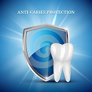 Tooth protection. Dental concept of stomatology tooth healthy guarding vector medical concept illustrations