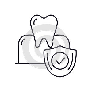 Tooth protection icon, linear isolated illustration, thin line vector, web design sign, outline concept symbol with