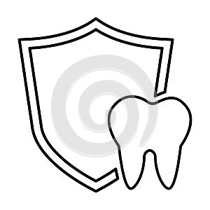 Tooth Protection Icon In Outline Style