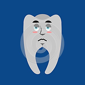 Tooth sad Emoji. Teeth sorrowful emotion isolated