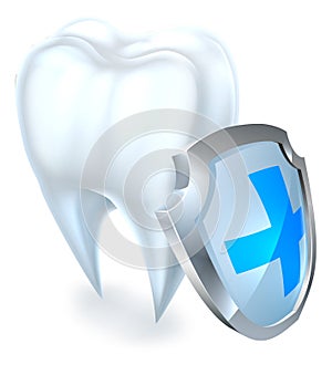 Tooth and Shield Protection Concept photo