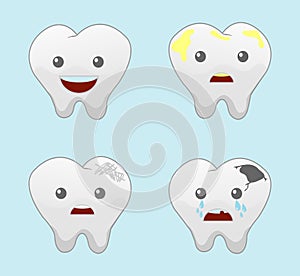 Tooth , teeth vector icons set, dental collection for your design,children dentistry and orthodontics,Vector illustration