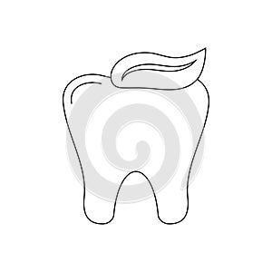 Tooth with toothpaste dental icon isolated on white background