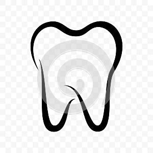 Tooth vector icon. Dentistry clinic, toothpaste and dental mouthwash package label, healthy tooth