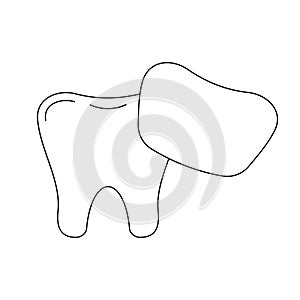 Tooth with venner dental line icon isolated on white background